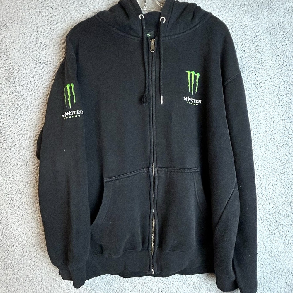 Monster Energy Drink Unleash the Beast VTG Y2K Size XLHoodie Hooded Sweatshirt